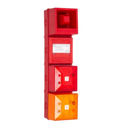 Moflash YL4IS Series Amber, Red Sounder Beacon, 24 V dc, IP65, Base-mounted [245548]; 630-773
