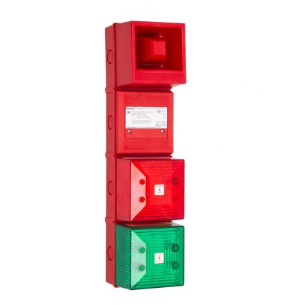 Moflash YL4IS Series Green/Red Sounder Beacon, 24 V dc, IP65, Base-mounted [245551]; 630-775
