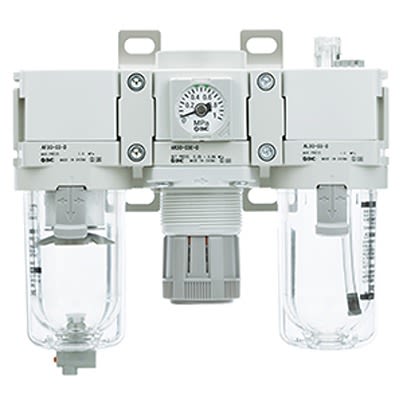 SMC NPT 3/8 FRL, Manual Drain, 5μm Filtration Size - [AC40-F03-D]; 631-033