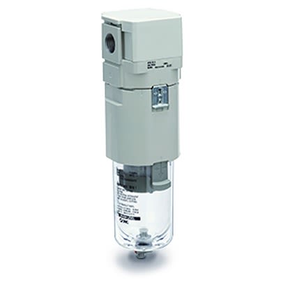SMC AFF20 series 1μm G 1/8 0.05MPa to 10 bar Filter 300L/min max with Auto drain [AFF20-F01-D]; 631-041