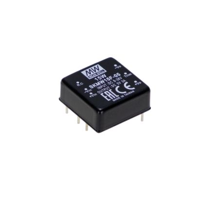 MEAN WELL SKMW15 DC-DC Converter, 5V dc/ 3A Output, 9 → 36 V dc Input, 15W, Through Hole, +85°C Max Temp -40°C [SKMW15F-05]; 632-228