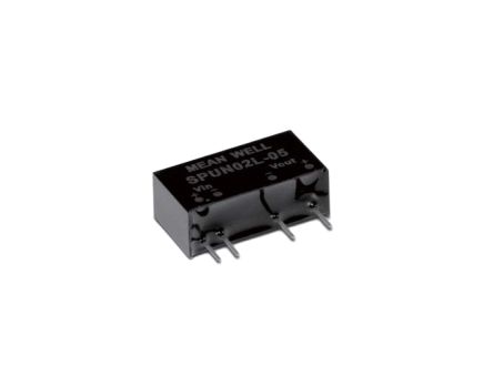 MEAN WELL SPUN02 DC-DC Converter, 5V dc/ 400mA Output, 10.8 → 13.2 V dc Input, 2W, Through Hole, +105°C Max Temp [SPUN02M-05]; 632-241