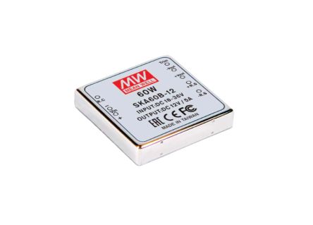 MEAN WELL SKA60 DC-DC Converter, 12V dc/ 5A Output, 36 → 75 V dc Input, 60W, Through Hole, +70°C Max Temp -40°C [SKA60C-12]; 632-243