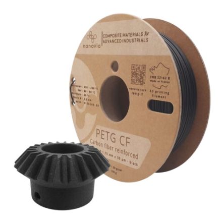NANOVIA 1.75mm Black PET CF 3D Printer Filament, 500g [NAPTGCF1050BK]; 635-129
