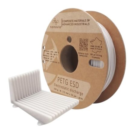 NANOVIA 1.75mm Grey PET-G ESD 3D Printer Filament, 2kg [NAPTGED1200GY]; 635-135