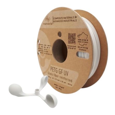 NANOVIA 1.75mm White PETG 3D Printer Filament, 500g [NAPTGGF1050WT]; 635-137