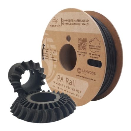NANOVIA 2.85mm Black PA Rail 3D Printer Filament, 2kg [NAPAXRL2200BK]; 635-177