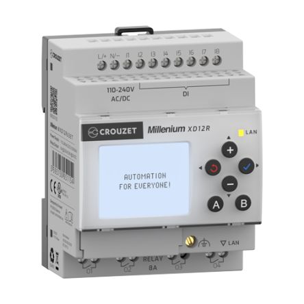 Crouzet MXD Series PLC I/O Module for Use with Industrial Automation Applications, 240 V Supply, Relay Output, 8-Input, [MXD12RU3ET]; 636-699