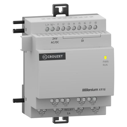 Crouzet MXR Series PLC I/O Module for Use with Millenium Series Logic Controllers, 24 V Supply, Relay Output, 8-Input, [MXR16U1]; 636-706