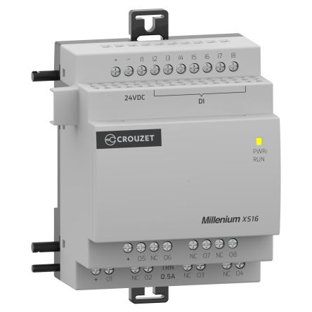 Crouzet MXS Series PLC I/O Module for Use with Millenium Series Logic Controllers, 24 V Supply, Relay Output, 8-Input, [MXS16D1]; 636-709