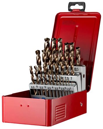 Dormer 25-Piece Jobber Drill Set for Multi-Material, 13mm Max, 1mm Min, Cobalt Steel Bits [A295225]; 637-541