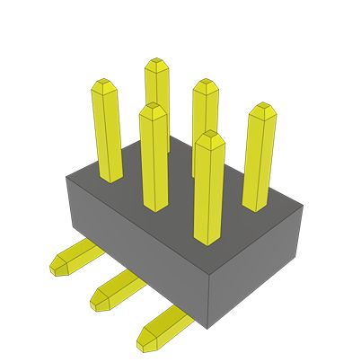 Samtec TMMH Series Right Angle Through Hole PCB Header, 6 Contact(s), 2 mm Pitch, 2 Row(s), Unshrouded [TMMH-103-01-S-DV-TR]; 637-577