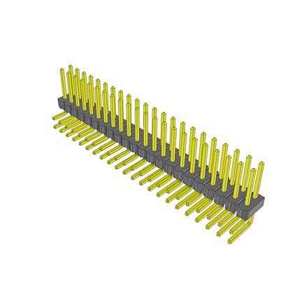 Samtec TSW Series Right Angle Through Hole PCB Header, 44 Contact(s), 2.54 mm Pitch, 2 Row(s), Unshrouded [TSW-122-25-G-D-RA]; 637-594