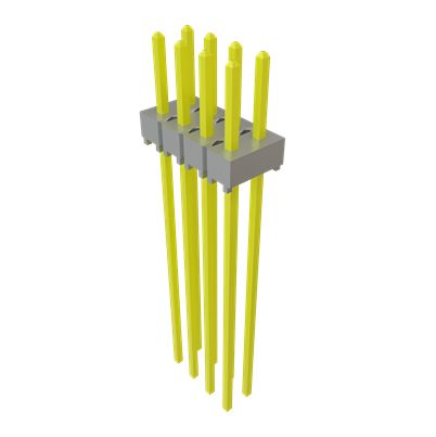 Samtec HTSW Series Vertical Through Hole PCB Header, 8 Contact(s), 2.54 mm Pitch, 2 Row(s), Unshrouded [HTSW-104-27-G-D]; 637-598