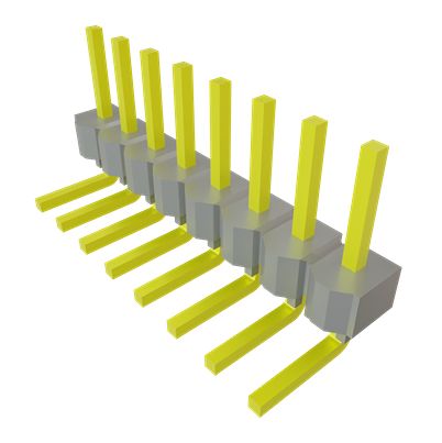 Samtec MTSW Series Right Angle Through Hole PCB Header, 8 Contact(s), 2.54 mm Pitch, 1 Row(s), Unshrouded [MTSW-108-08-T-S-195-RA]; 637-609