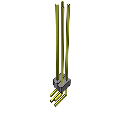 Samtec MTSW Series Right Angle Through Hole PCB Header, 4 Contact(s), 2.54 mm Pitch, 2 Row(s), Unshrouded [MTSW-102-13-L-D-930-RA]; 637-613