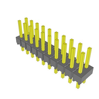 Samtec HMTSW Series Right Angle Through Hole PCB Header, 20 Contact(s), 2.54 mm Pitch, 2 Row(s), Unshrouded [HMTSW-110-07-T-D-225]; 637-621