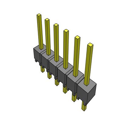 Samtec MTSW Series Straight Through Hole PCB Header, 6 Contact(s), 2.54 mm Pitch, 1 Row(s), Unshrouded [MTSW-106-07-L-S-236]; 637-643