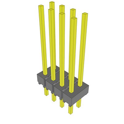 Samtec MTSW Series Straight Through Hole PCB Header, 8 Contact(s), 2.54 mm Pitch, 2 Row(s), Unshrouded [MTSW-104-10-G-D-591]; 637-663