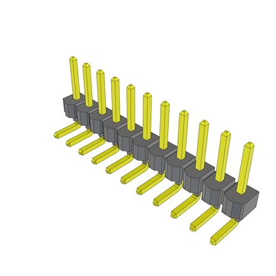 Samtec TSW Series Right Angle Through Hole PCB Header, 11 Contact(s), 2.54 mm Pitch, 1 Row(s), Unshrouded [TSW-111-08-G-S-RA]; 637-667