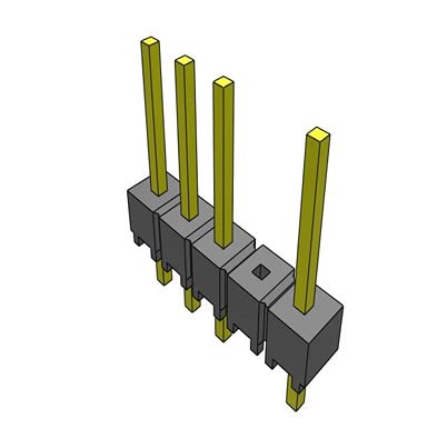 Samtec MTSW Series Straight Through Hole PCB Header, 5 Contact(s), 2.54 mm Pitch, 1 Row(s), Unshrouded [MTSW-105-23-T-S-255-002]; 637-670