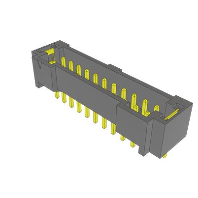 Samtec T2M Series Right Angle Through Hole PCB Header, 22 Contact(s), 2 mm Pitch, 2 Row(s), Shrouded [T2M-111-01-L-D-TH-WT]; 637-692