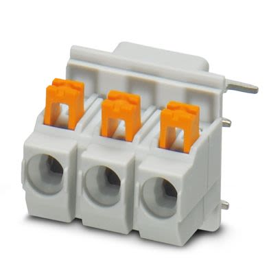 Phoenix Contact PCB Terminal Block, 3-Contact, 7.5mm Pitch, Wave Soldering, 1-Row, Push In Spring Termination [2201129]; 638-184