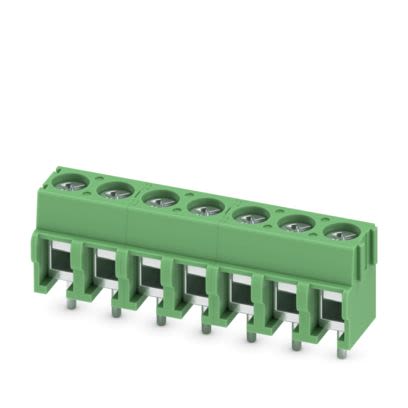 Phoenix Contact PCB Terminal Block, 7-Contact, 5mm Pitch, Wave Soldering, 1-Row, Plug In, Screw Termination [1935213]; 638-197