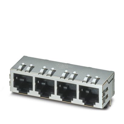 Phoenix Contact Female RJ45 Connector, PCB Mount, Through Hole Straight 4 Port 8 -Way [1149849]; 638-208