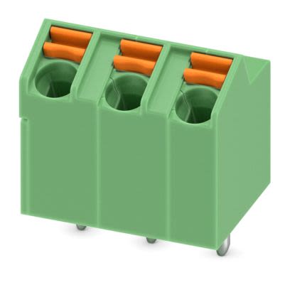 Phoenix Contact PCB Terminal Block, 3-Contact, 5mm Pitch, Wave Soldering, 1-Row, Push In Spring Termination [1752227]; 638-263