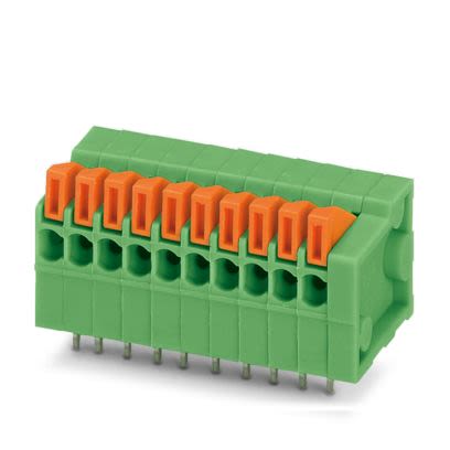 Phoenix Contact PCB Terminal Block, 4-Contact, 2.54mm Pitch, Wave Soldering, 1-Row, Push In Spring Termination [1789139]; 638-285