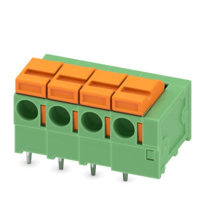 Phoenix Contact PCB Terminal Block, 4-Contact, 5.08mm Pitch, Wave Soldering, 1-Row, Push In Spring Termination [1791282]; 638-286
