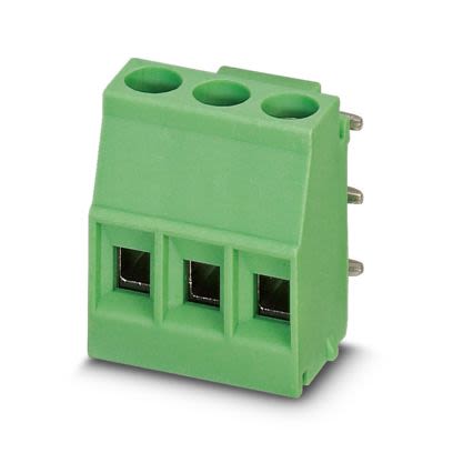 Phoenix Contact MKDSO Series PCB Terminal Block, 3-Contact, 5mm Pitch, Wave Soldering, 1-Row, Plug In, Screw Termination [1707218]; 638-356