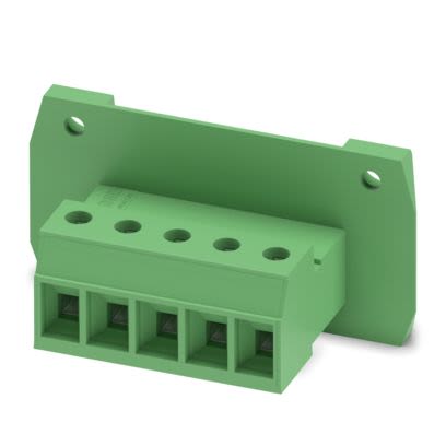 Phoenix Contact, 7.62mm Pitch, 5 Way, , Pluggable Terminal Block, Feed Through Plug, Flange Mount, Plug In, Push In [1840586]; 638-719