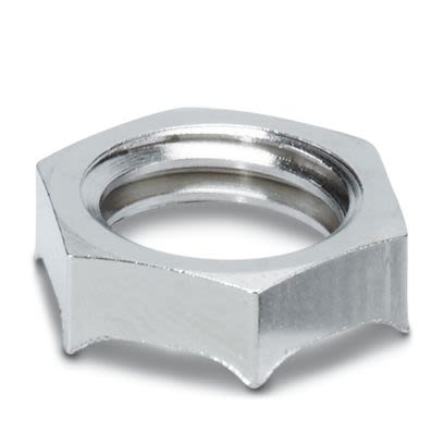 Phoenix Contact Silver Halogen Free Nickel Plated Brass Cable Gland Locknut, M12 x 1.5mm Thread [1411267]; 638-783
