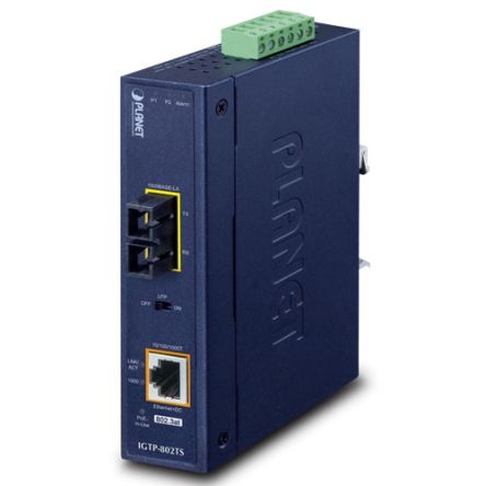 Planet RJ45 Ethernet Media Converter, Single Mode, 1000/2000Mbit/s, Full Duplex 100m [IGTP-802TS]; 640-464