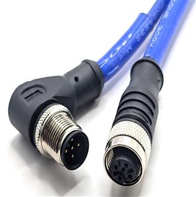 Mueller Electric Right Angle Male 5 way M12 to Straight Female 5 way M12 Actuator/Sensor Cable, 10m [C5BC82M010]; 641-765