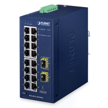 Planet IGS-4215-16T2S-U, Managed Switch 16 Port Network Switch RJ-45 [IGS-4215-16T2S-U]; 641-837