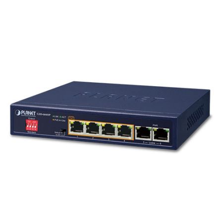 Planet GSD-604HP, Unmanaged 6 Port Network Switch With PoE RJ-45 [GSD-604HP]; 641-858