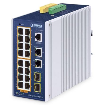 Planet IGS-4215-16P2T2S, Managed Switch 16 Port Network Switch With PoE RJ-45 [IGS-4215-16P2T2S]; 642-813