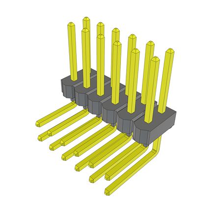 Samtec TSW Series Right Angle Through Hole PCB Header, 12 Contact(s), 2.54 mm Pitch, 2 Row(s), Unshrouded [TSW-106-16-G-D-RA]; 642-995