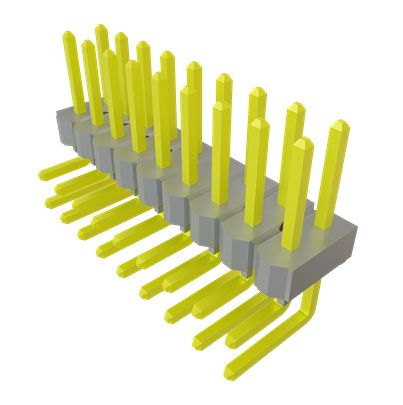 Samtec TSW Series Right Angle Through Hole PCB Header, 18 Contact(s), 2.54 mm Pitch, 2 Row(s), Unshrouded [TSW-109-08-G-D-RA]; 642-998
