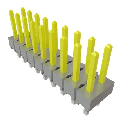 Samtec HTSW Series Vertical Through Hole PCB Header, 18 Contact(s), 2.54 mm Pitch, 2 Row(s), Unshrouded [HTSW-109-07-F-D]; 644-354