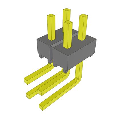 Samtec MTSW Series Vertical Angle PCB Header, 4 Contact(s), 2.54 mm Pitch, 2 Row(s), Unshrouded [MTSW-102-07-T-D-118-NA]; 644-374