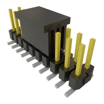 Samtec TSM Series Vertical Surface PCB Header, 20 Contact(s), 2.54 mm Pitch, 2 Row(s), Unshrouded [TSM-110-01-F-DV-P-TR]; 644-457