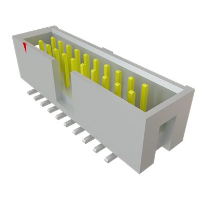 Samtec HTST Series Right Angle Surface, Through Hole PCB Header, 20 Contact(s), 2.54 mm Pitch, 2 Row(s), Shrouded [HTST-110-01-SM-DV]; 644-477