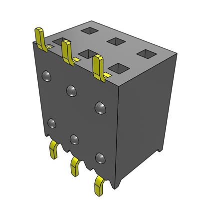 Samtec SSM Series Horizontal Surface Mount PCB Socket, 6-Contact, 2-Row, 2.54mm Pitch, SMT Termination [SSM-103-L-DH-TR]; 644-497