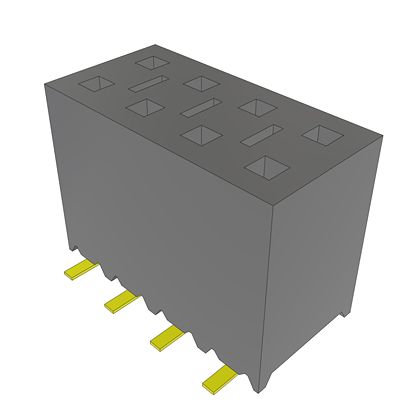 Samtec SSM Series Vertical Surface Mount PCB Socket, 8-Contact, 2-Row, 2.54mm Pitch, SMT Termination [SSM-104-S-DV]; 644-506