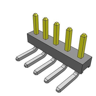 Samtec TMM Series Right Angle Through Hole PCB Header, 50 Contact(s), 2 mm Pitch, 1 Row(s), Unshrouded [TMM-105-01-S-S-RA]; 644-549