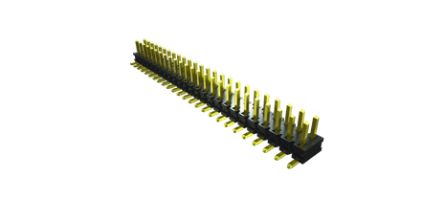 Samtec TMM Series Right Angle Through Hole PCB Header, 50 Contact(s), 2 mm Pitch, 1 Row(s), Unshrouded [TMMH-127-01-G-T-RA]; 644-560